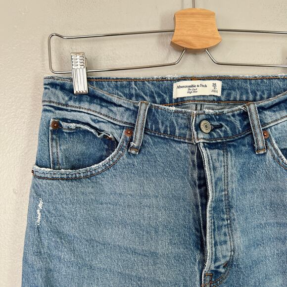 Abercrombie & Fitch Jeans The Dad High Rise Blue Medium Wash Denim Women's 26 2 - Picture 5 of 11